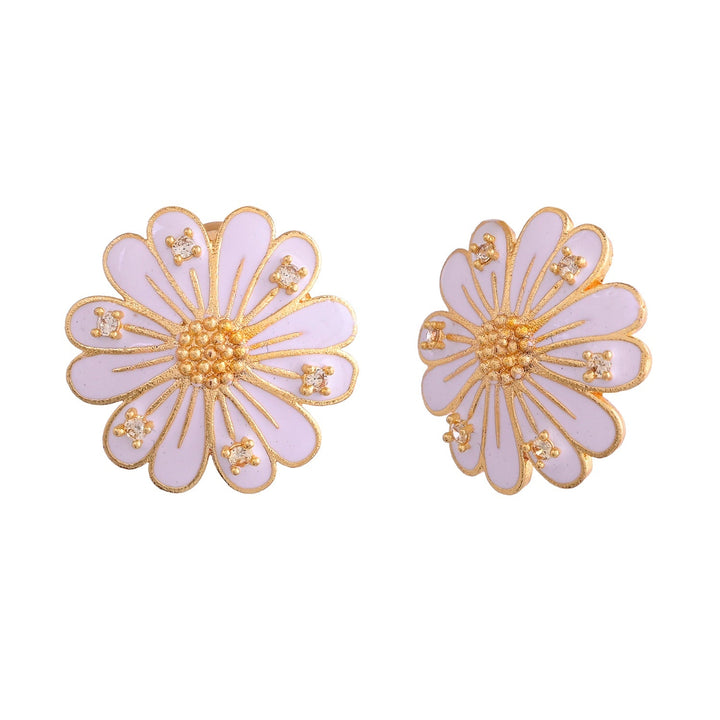Flower Fantasy Pure Elegance Daisy White Ear Studs   | SHOBITAM