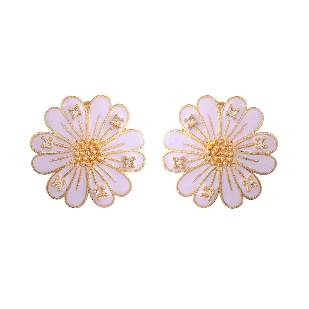 Flower Fantasy Pure Elegance Daisy White Ear Studs   | SHOBITAM