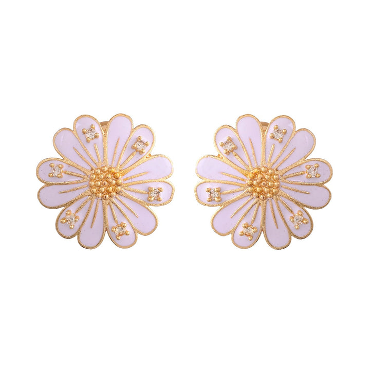 Flower Fantasy Pure Elegance Daisy White Ear Studs   | SHOBITAM