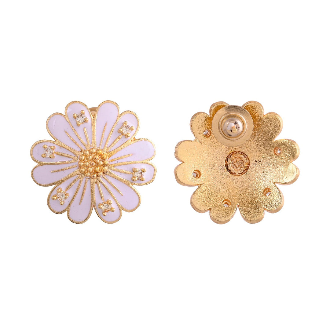 Flower Fantasy Pure Elegance Daisy White Ear Studs   | SHOBITAM