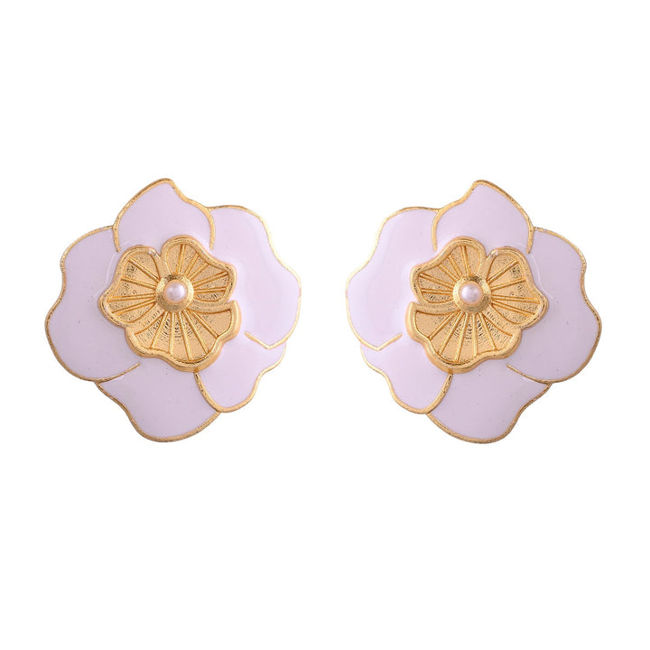 Flower Fantasy White Popi Flower Ear Studs  | SHOBITAM