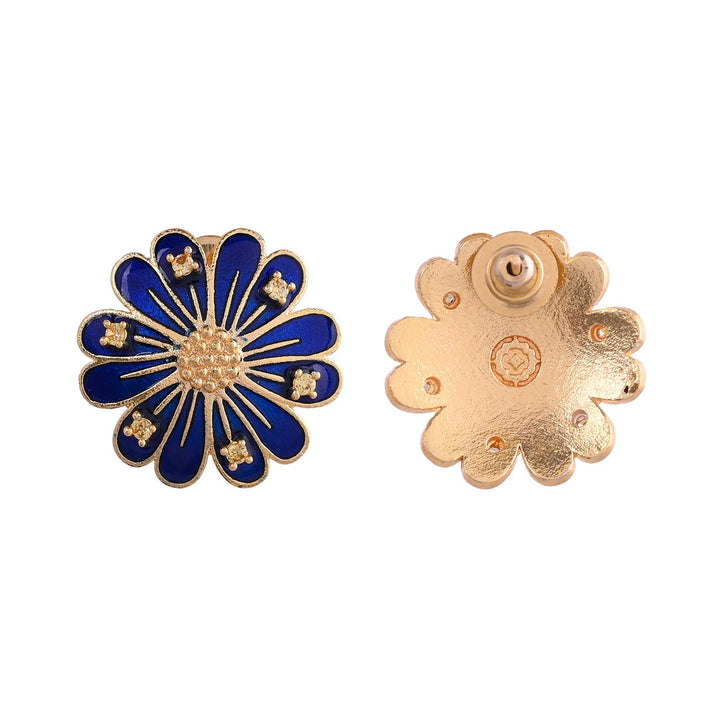 Flower Fantasy Sapphire Blue Daisy Ear Studs  | SHOBITAM