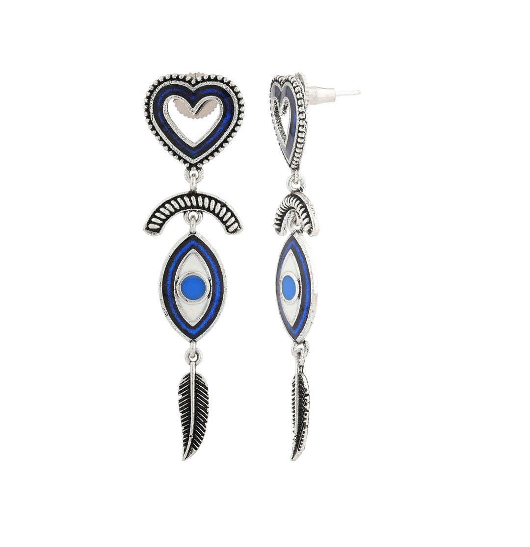Boho Tribe Feathered Insight Oxidised Earrings | SHOBITAM