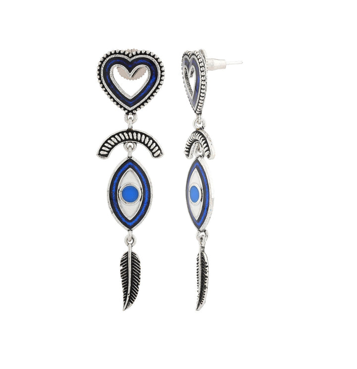 Boho Tribe Feathered Insight Oxidised Earrings | SHOBITAM