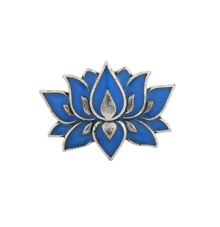 Boho Tribe Lotus Plume Oxidised Ring For Women | SHOBITAM