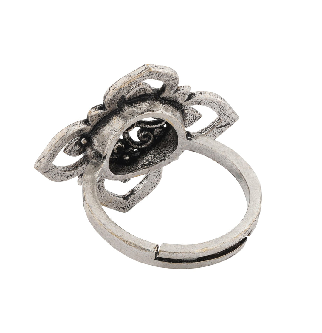 Boho Tribe Flora Oxidised Ring | SHOBITAM