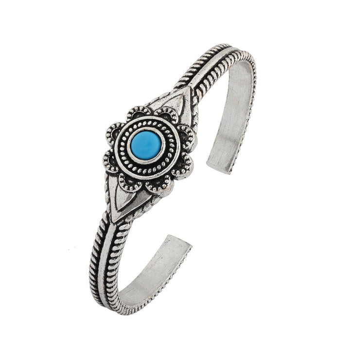 Boho Tribe Flower Turquoise Cuff Bangle | SHOBITAM