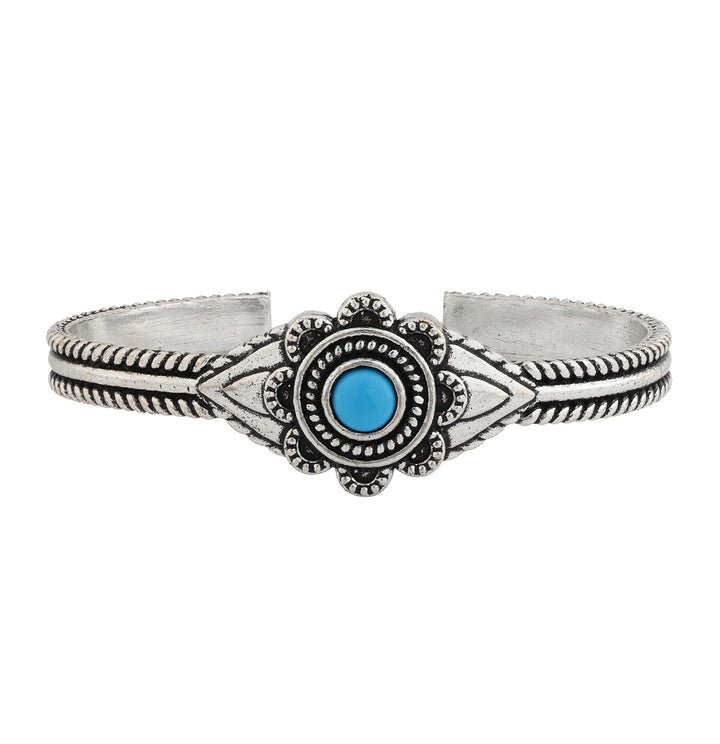 Boho Tribe Flower Turquoise Cuff Bangle | SHOBITAM