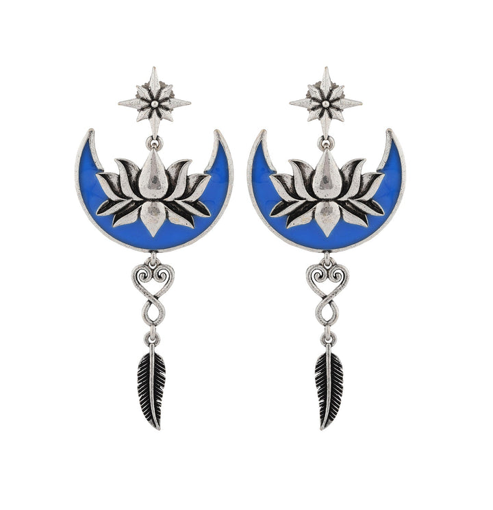 Boho Tribe Celestial Bloom Oxidised Dangle Earrings| SHOBITAM