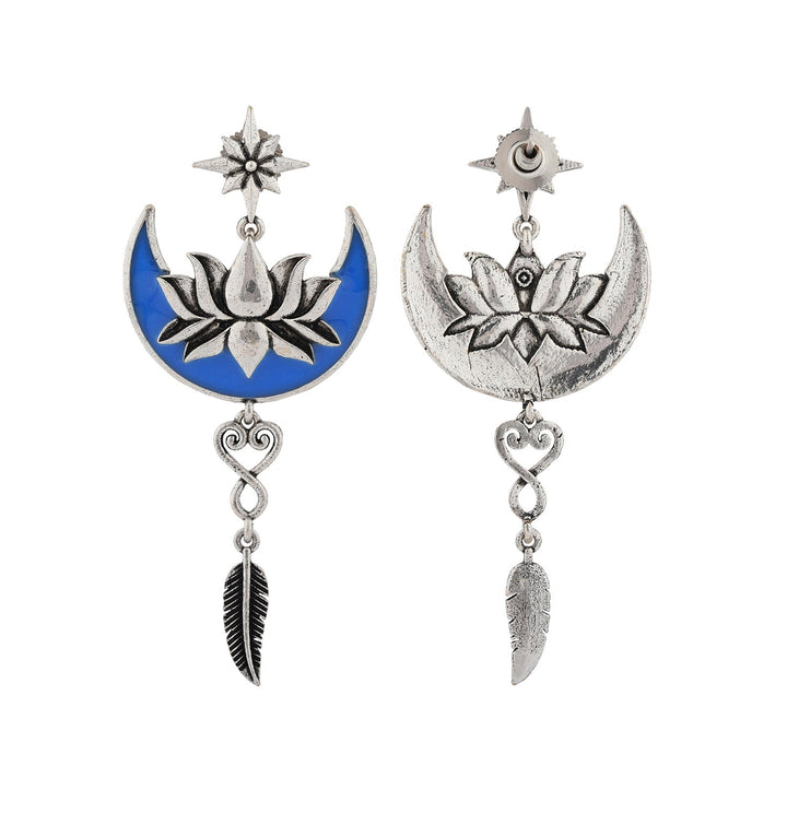 Boho Tribe Celestial Bloom Oxidised Dangle Earrings| SHOBITAM