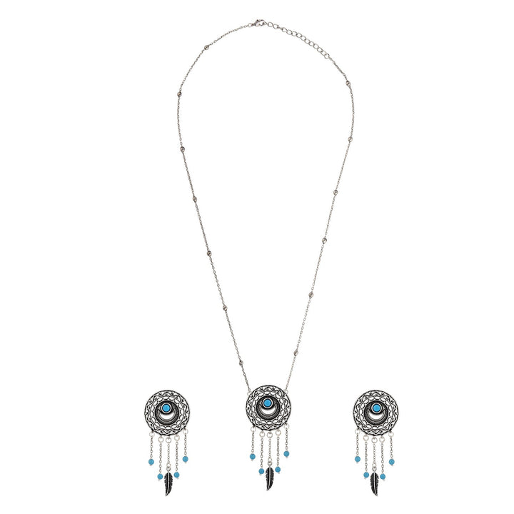 Boho Tribe Dreamcatcher’s Vision Oxidised Pendant Set | SHOBITAM