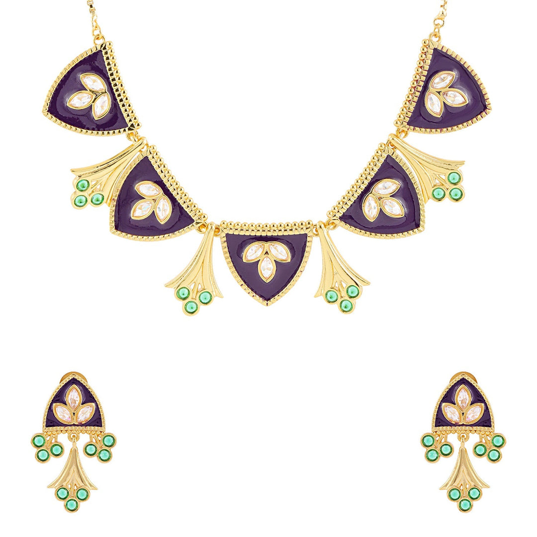 Gota Patti Jamuni Panna Haar Necklace Set | SHOBITAM