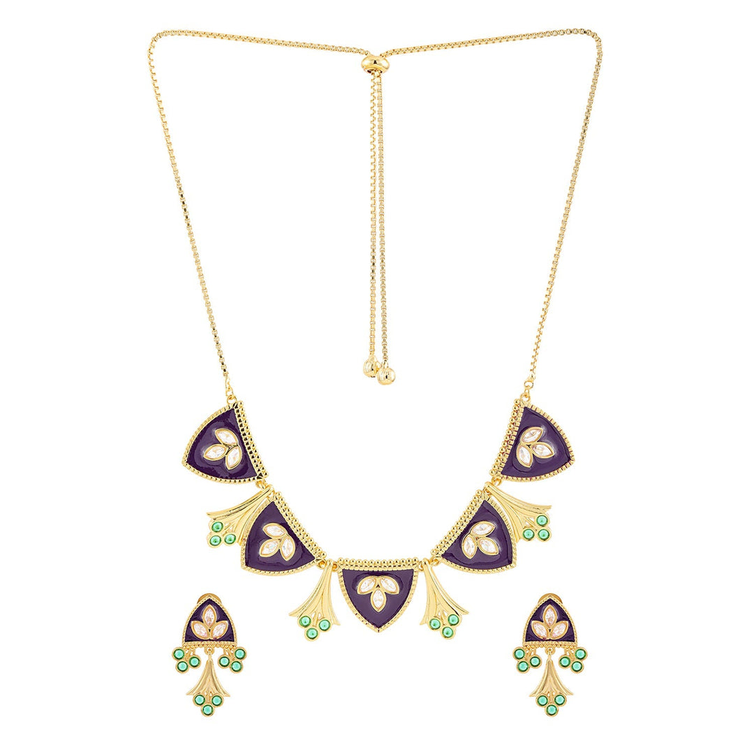 Gota Patti Jamuni Panna Haar Necklace Set | SHOBITAM