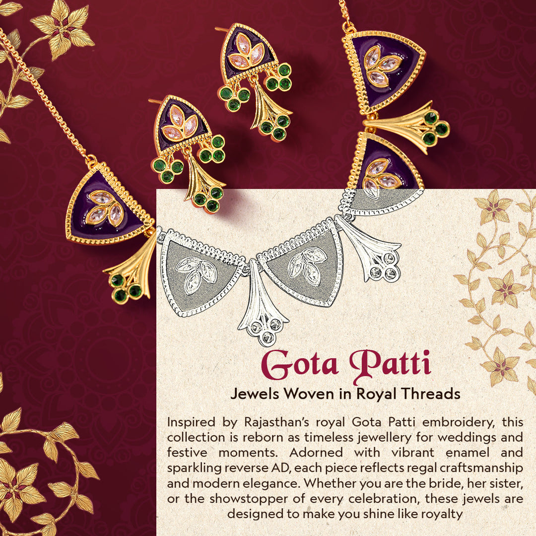 Gota Patti Jamuni Panna Haar Necklace Set | SHOBITAM