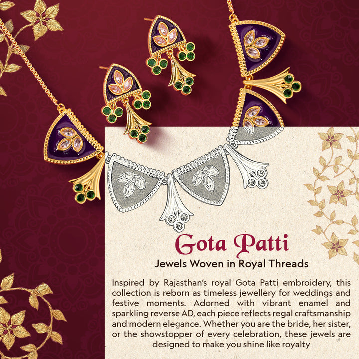 Gota Patti Jamuni Panna Haar Necklace Set | SHOBITAM