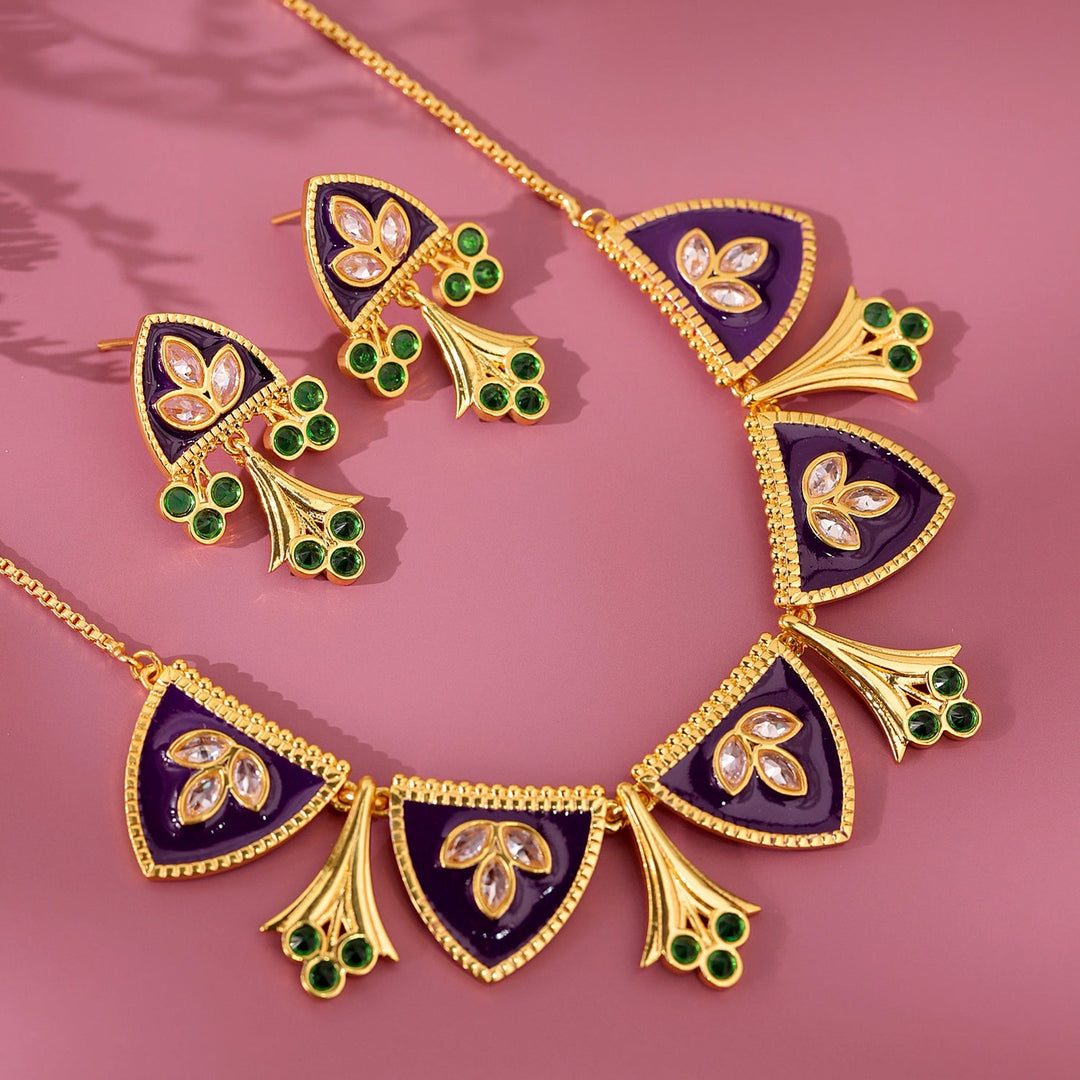 Gota Patti Jamuni Panna Haar Necklace Set | SHOBITAM