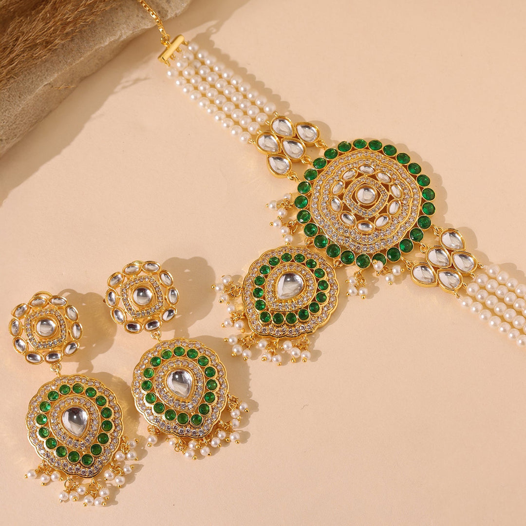Queens of Rajasthan Kundanika Choker Necklace Set | SHOBITAM
