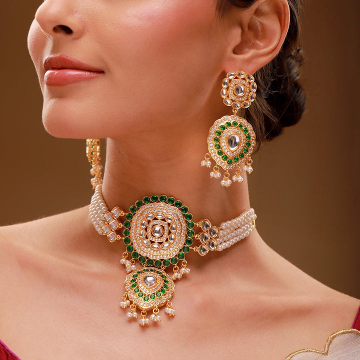 Queens of Rajasthan Kundanika Choker Necklace Set | SHOBITAM