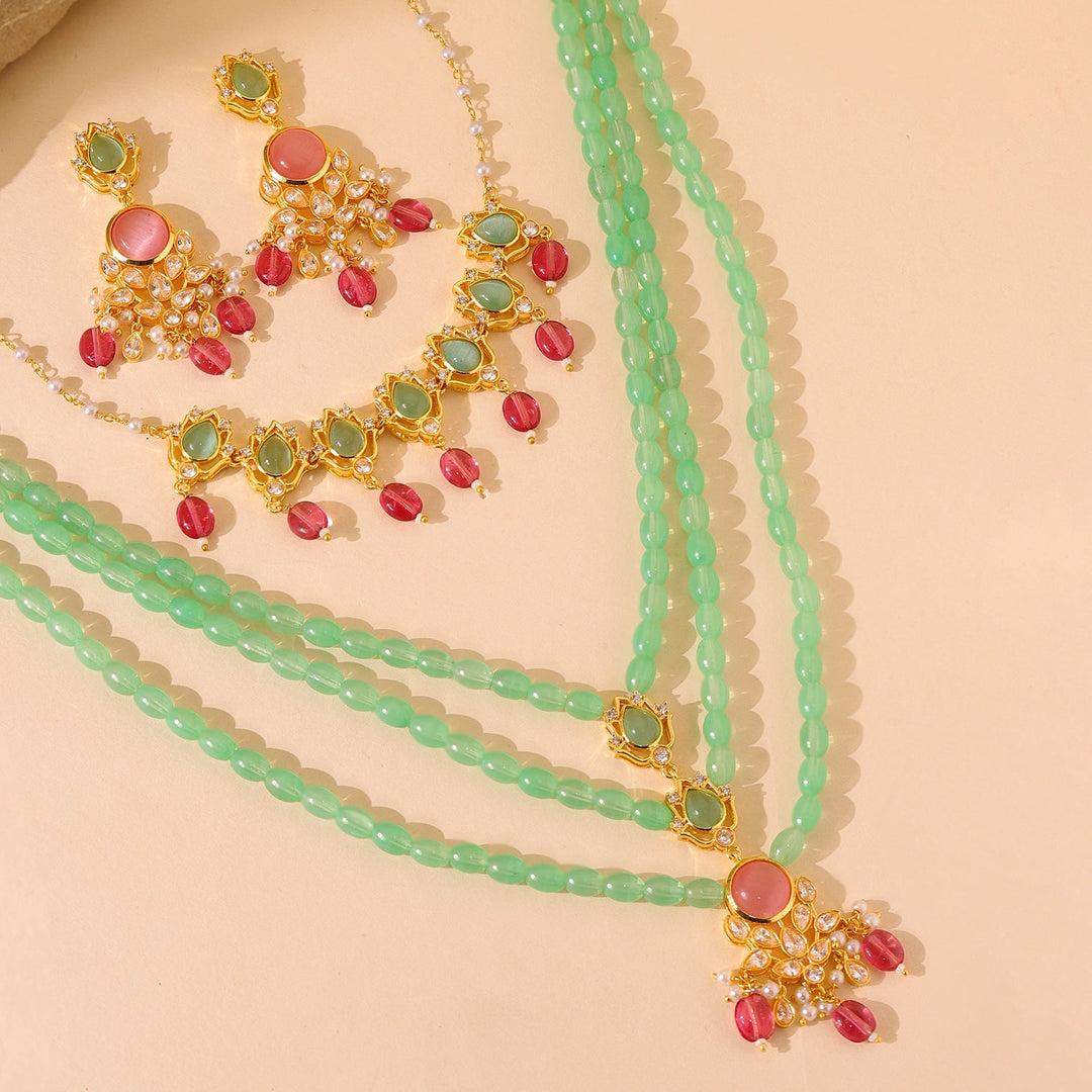 Queens of Rajasthan Siaara Two Layer Necklace Set Combo | SHOBITAM