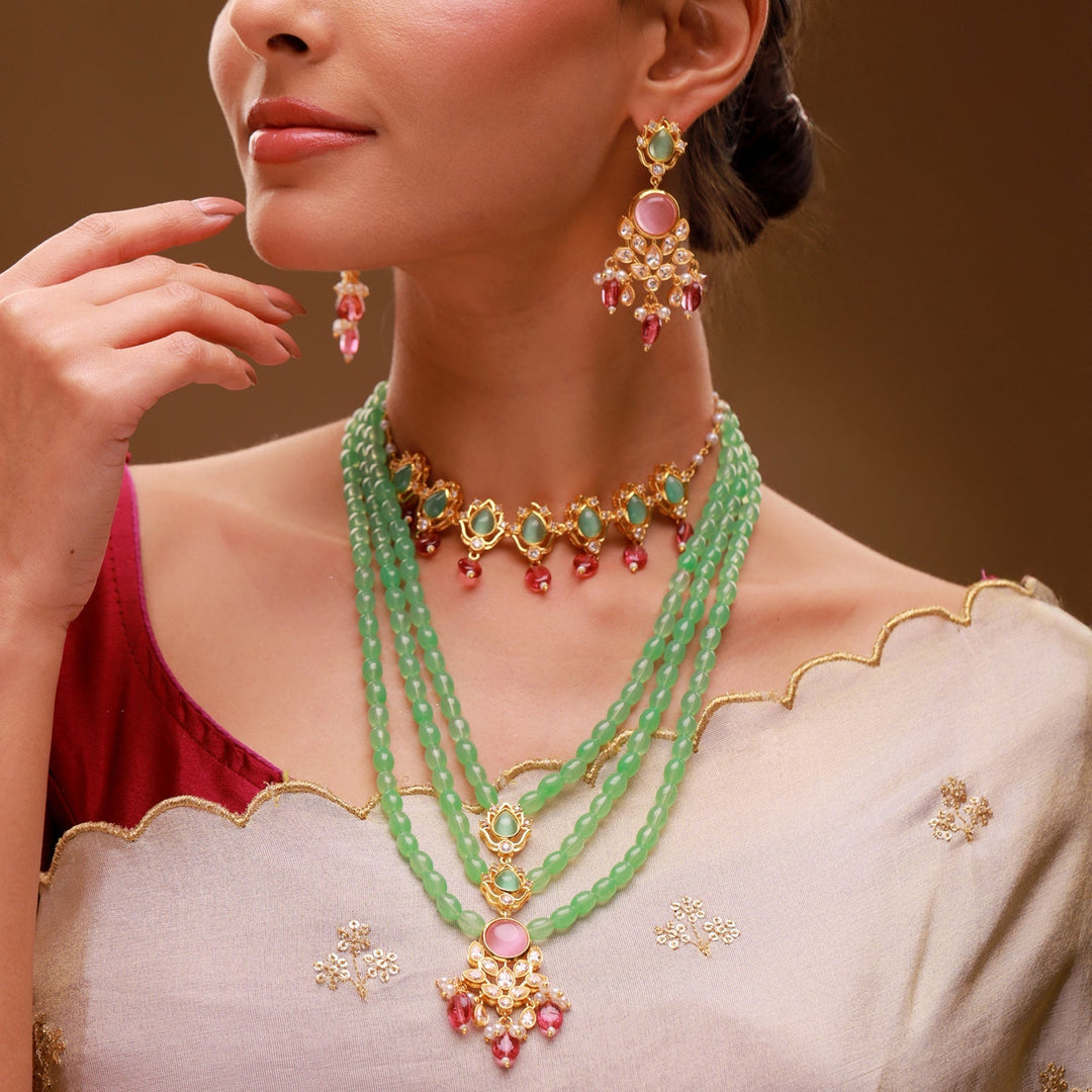Queens of Rajasthan Siaara Two Layer Necklace Set Combo | SHOBITAM