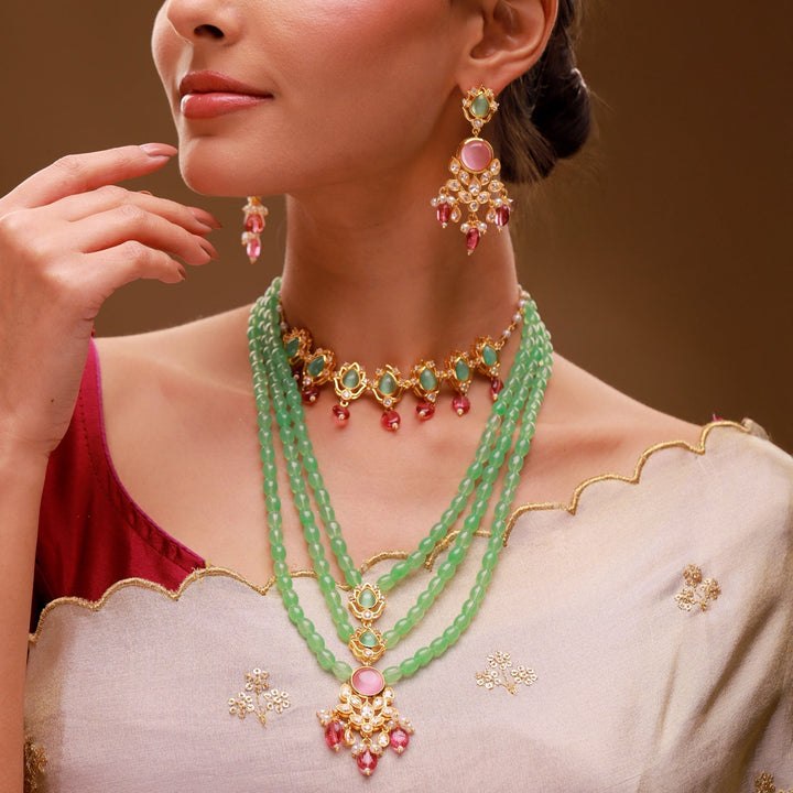 Queens of Rajasthan Siaara Two Layer Necklace Set Combo | SHOBITAM