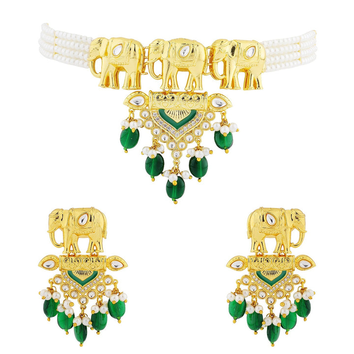 Queens of Rajasthan Gajvira Choker Necklace Set | SHOBITAM