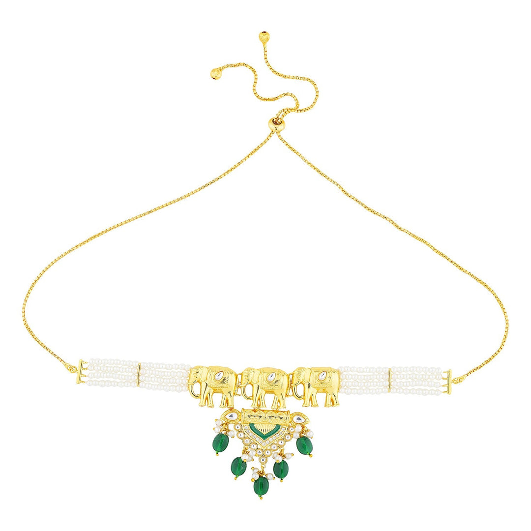 Queens of Rajasthan Gajvira Choker Necklace Set | SHOBITAM