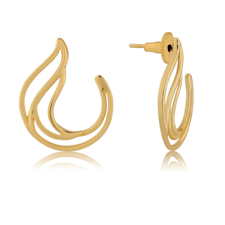 Flow Tide Sea Motion Front Back Hoop Earrings | SHOBITAM