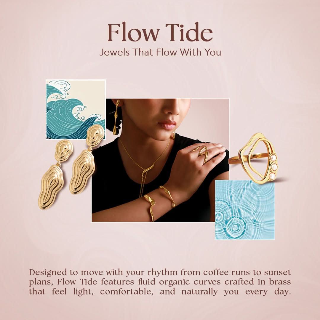 Flow Tide Sea Motion Front Back Hoop Earrings | SHOBITAM