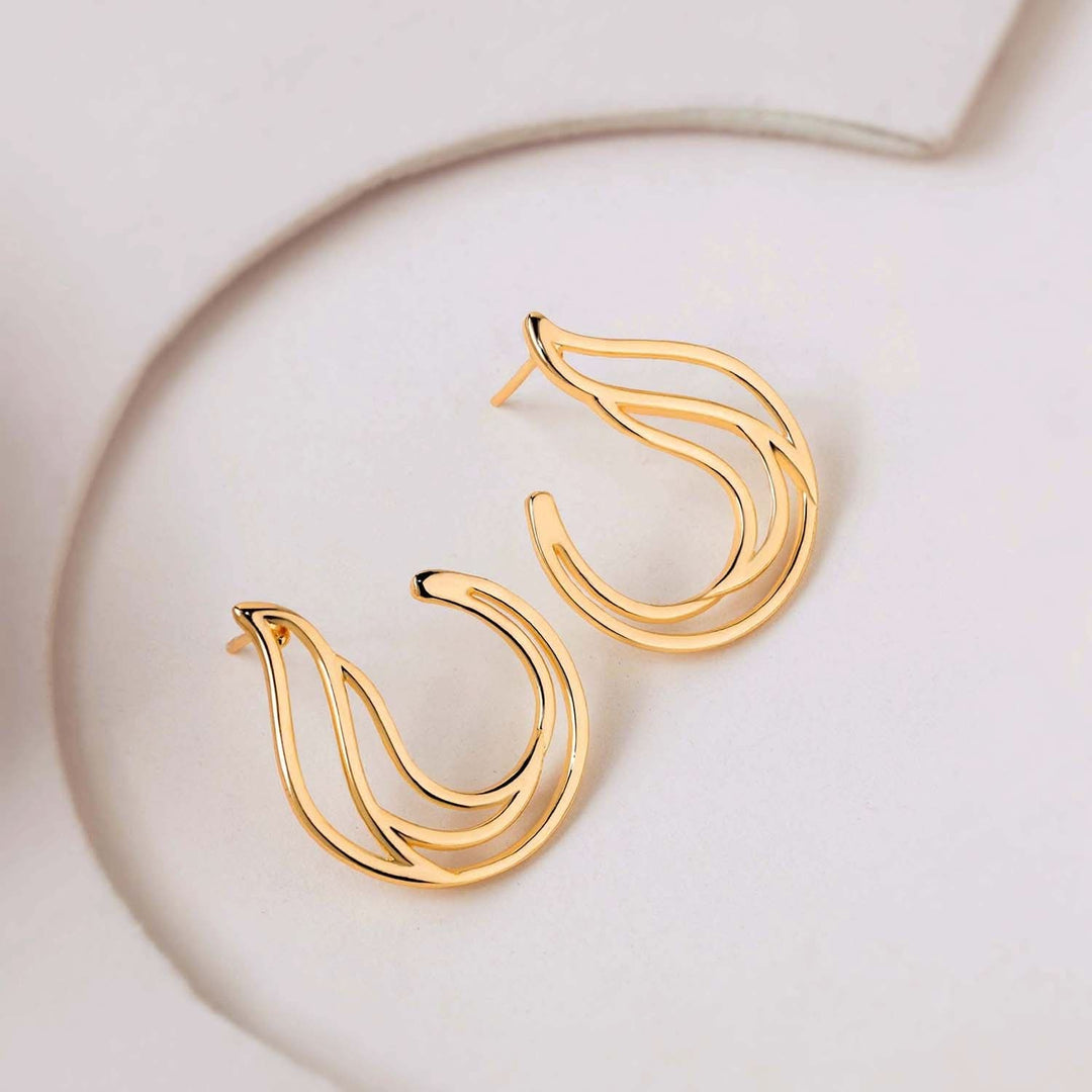 Flow Tide Sea Motion Front Back Hoop Earrings | SHOBITAM