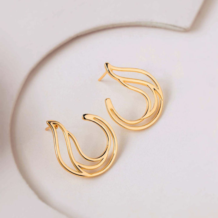 Flow Tide Sea Motion Front Back Hoop Earrings | SHOBITAM