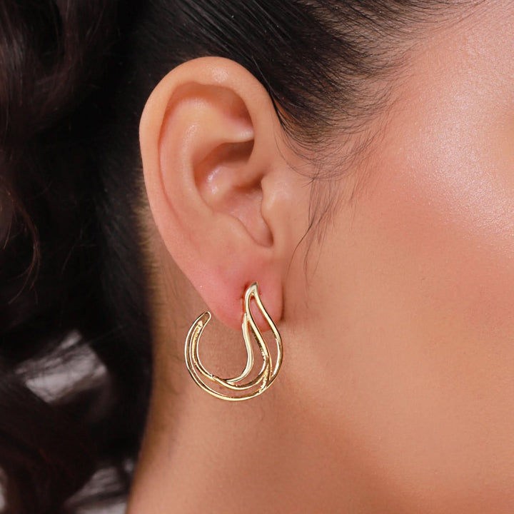 Flow Tide Sea Motion Front Back Hoop Earrings | SHOBITAM