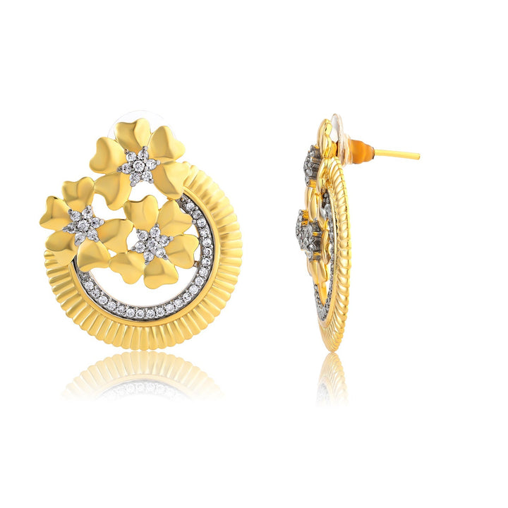 Threads of Royalty Rajvalli Floral CZ Stud Earrings | SHOBITAM