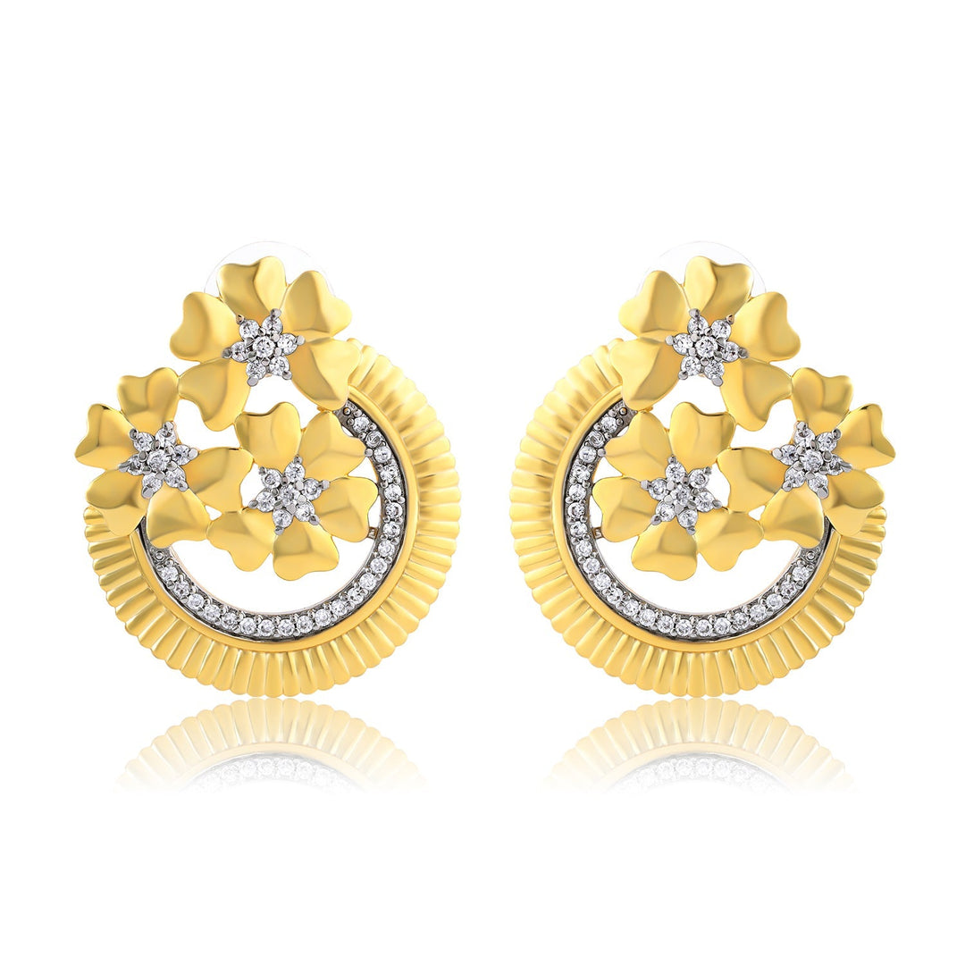 Threads of Royalty Rajvalli Floral CZ Stud Earrings | SHOBITAM