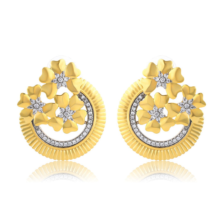Threads of Royalty Rajvalli Floral CZ Stud Earrings | SHOBITAM