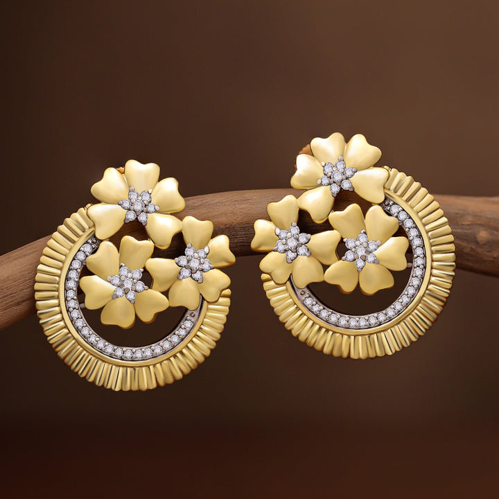 Threads of Royalty Rajvalli Floral CZ Stud Earrings | SHOBITAM