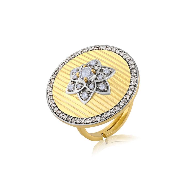 Threads of Royalty Rajpushpa Royale CZ Statement Ring | SHOBITAM
