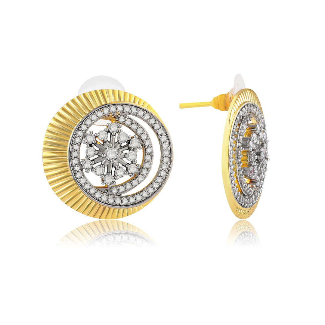 Threads of Royalty Rajjyoti Floral CZ Stud Earrings | SHOBITAM