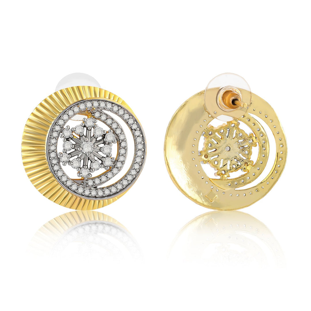 Threads of Royalty Rajjyoti Floral CZ Stud Earrings | SHOBITAM