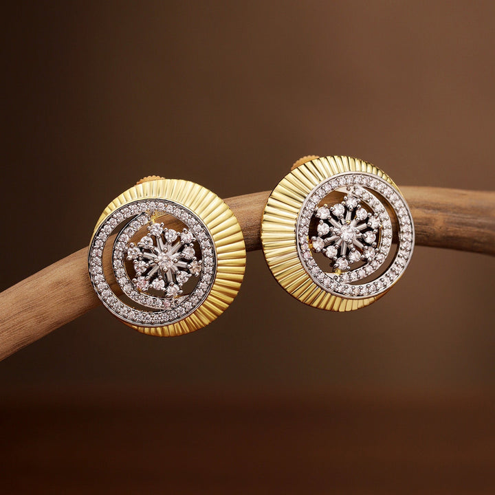 Threads of Royalty Rajjyoti Floral CZ Stud Earrings | SHOBITAM
