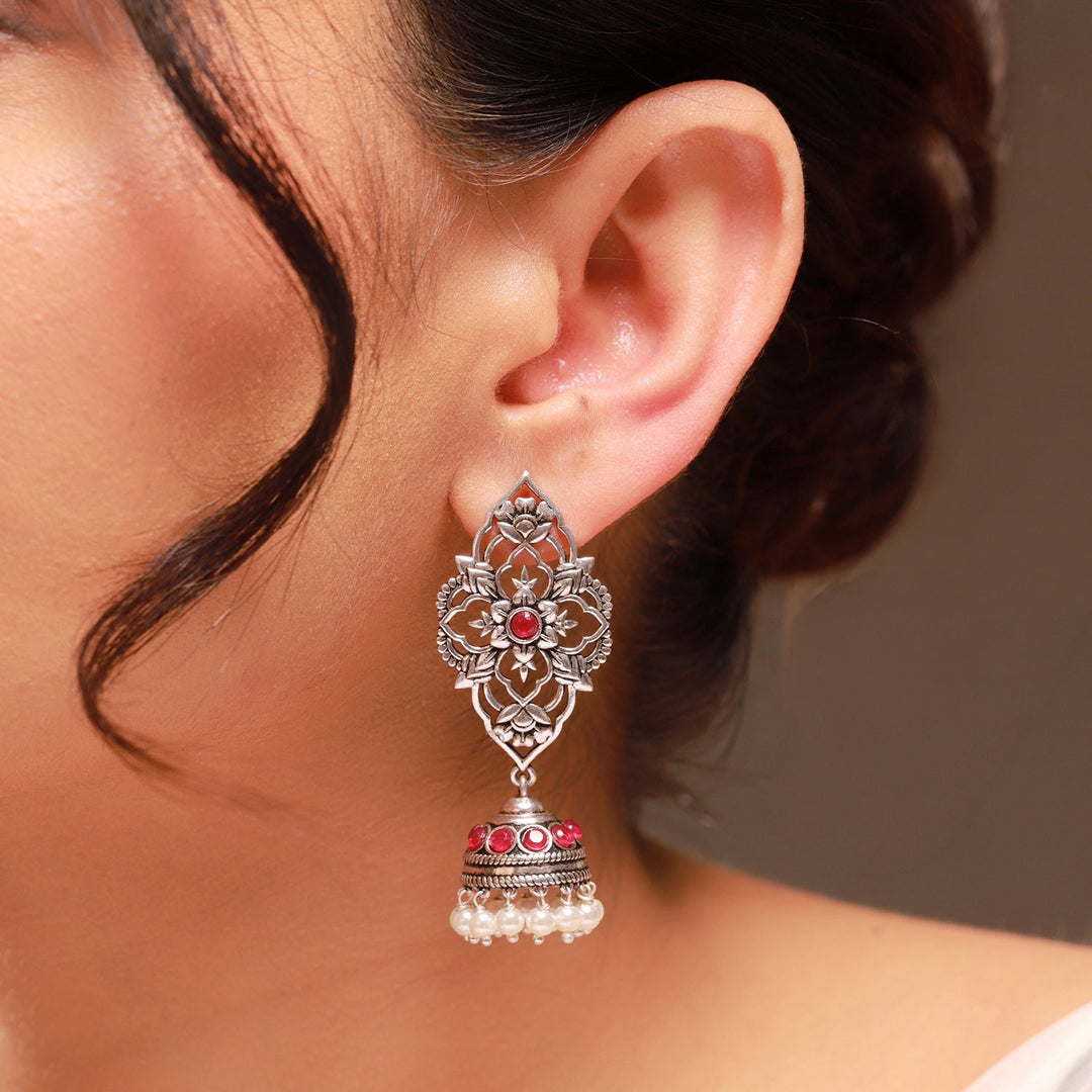 Phulwari Kamalmitra Oxidised Jhumka Earrings | SHOBITAM
