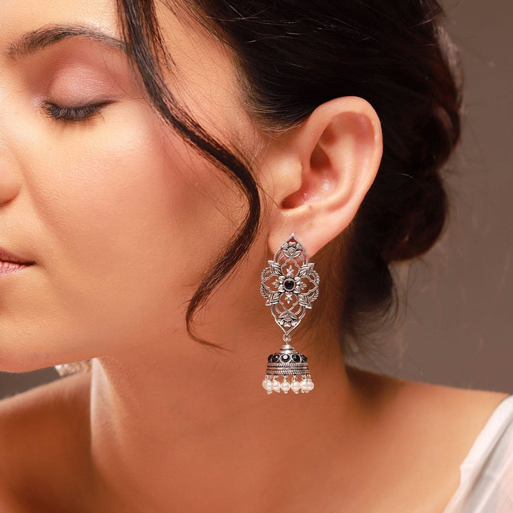 Phulwari Kamalmitra Oxidised Jhumka Earrings | SHOBITAM