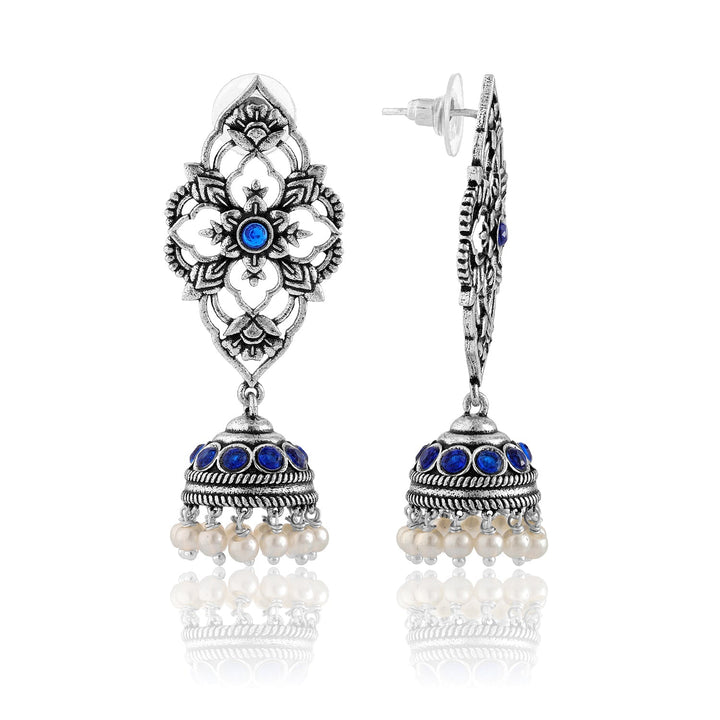 Phulwari Kamalmitra Oxidised Jhumka Earrings | SHOBITAM