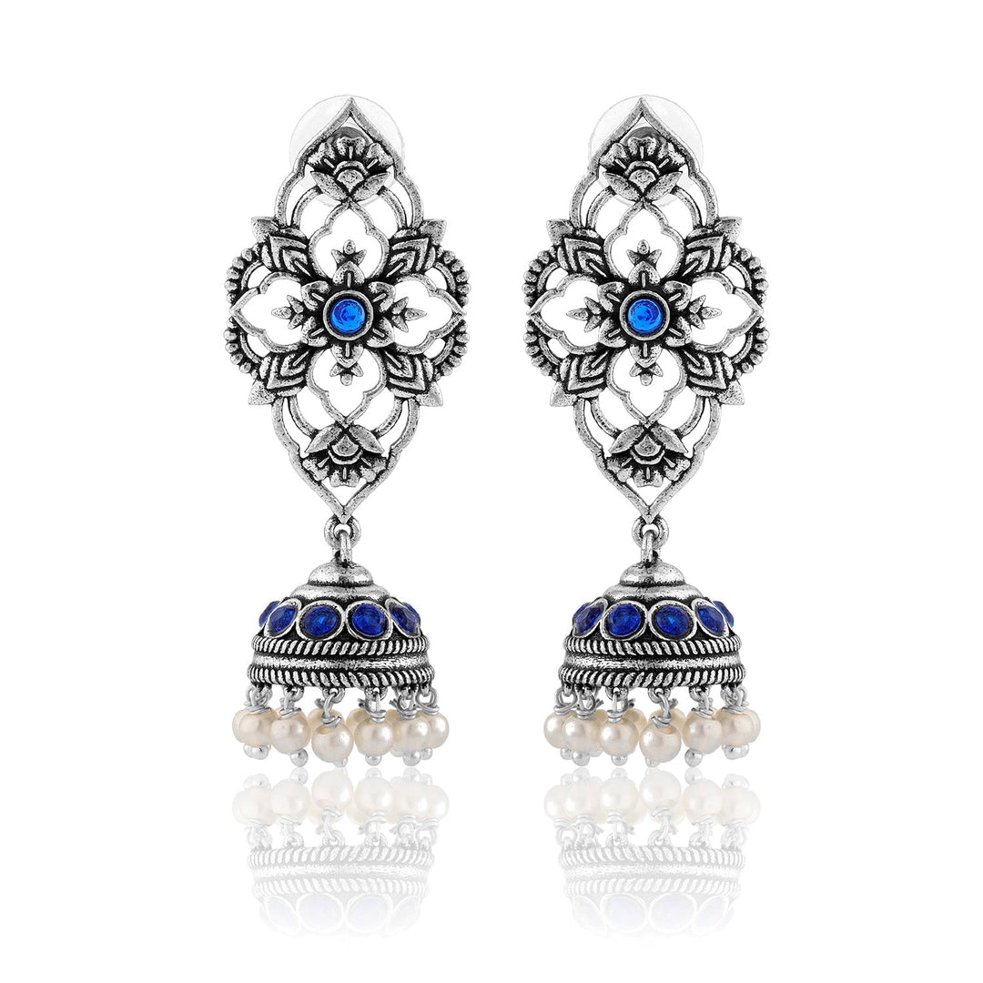 Phulwari Kamalmitra Oxidised Jhumka Earrings | SHOBITAM