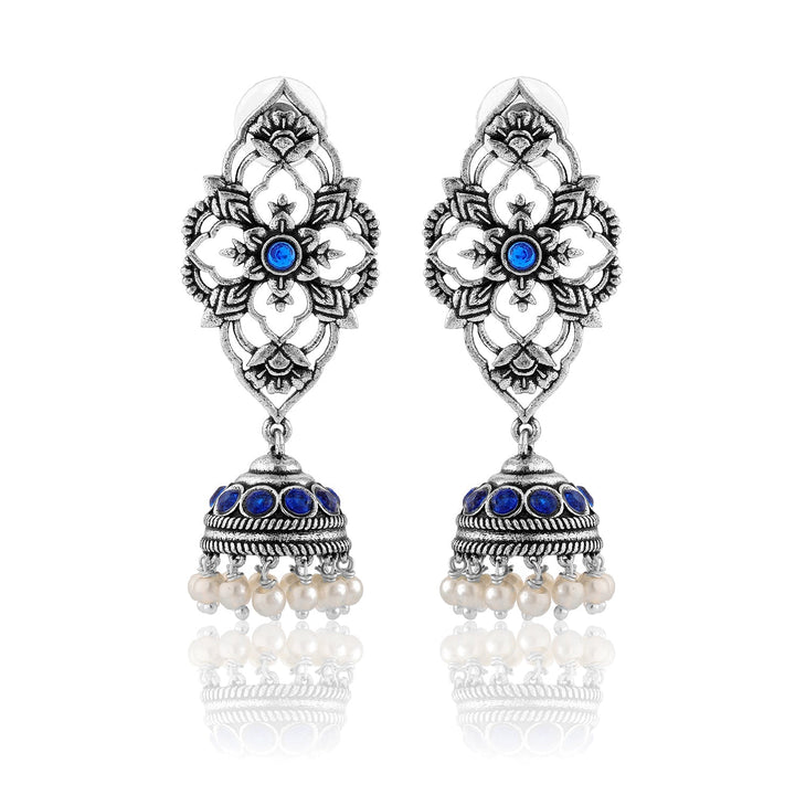 Phulwari Kamalmitra Oxidised Jhumka Earrings | SHOBITAM