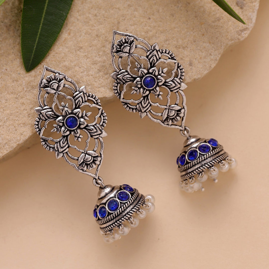 Phulwari Kamalmitra Oxidised Jhumka Earrings | SHOBITAM