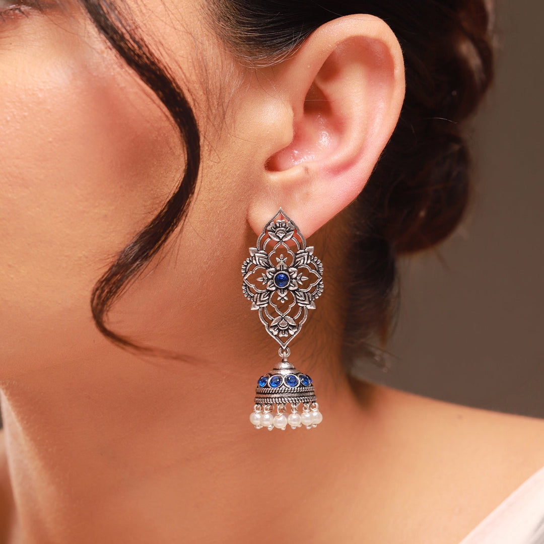 Phulwari Kamalmitra Oxidised Jhumka Earrings | SHOBITAM