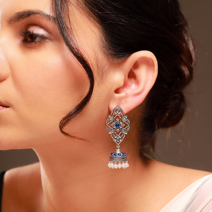Phulwari Kamalmitra Oxidised Jhumka Earrings | SHOBITAM