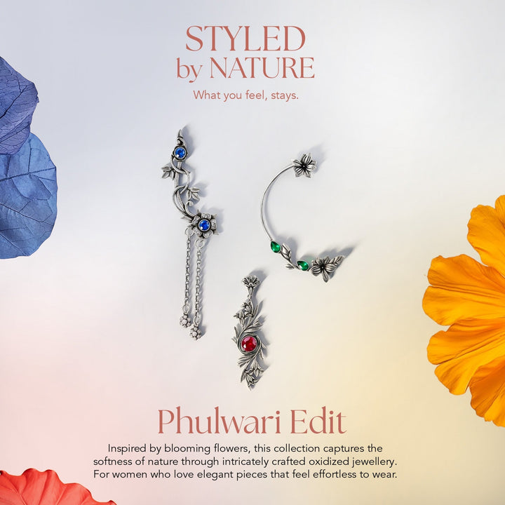 Phulwari Gulika Floral Oxidised Link Bracelet