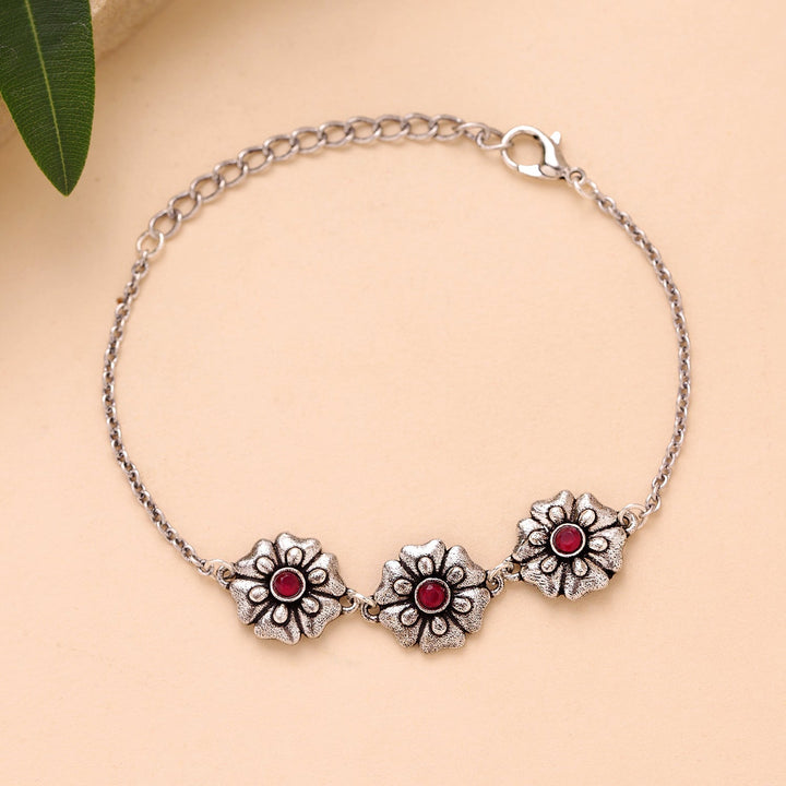 Phulwari Gulika Floral Oxidised Link Bracelet